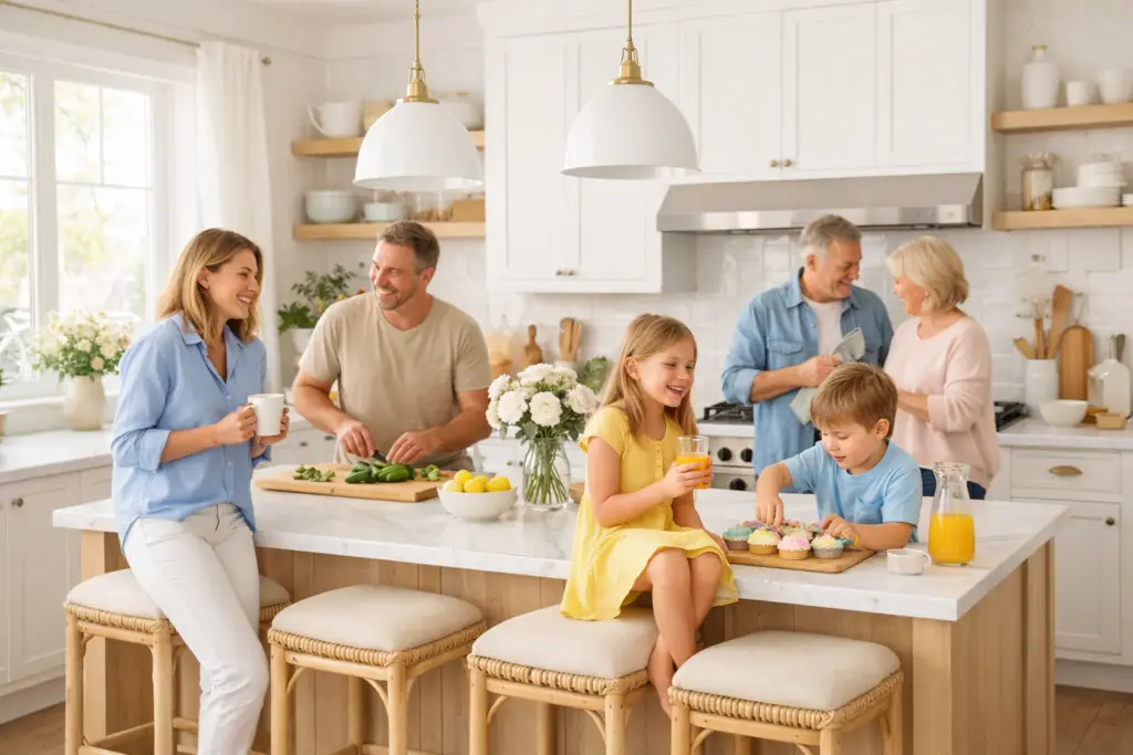 Happiness is Family Enjoying a Hassle Free After a Kitchen Remodeling Done Right